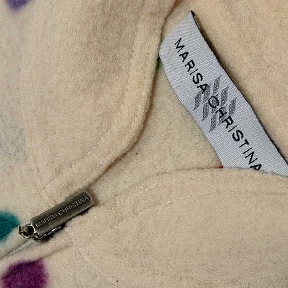 Marisa Christina Polka Dot Cardigan Cream Multicolor 100%Wool Full Zip Gypsy Y2K - Picture 13 of 15